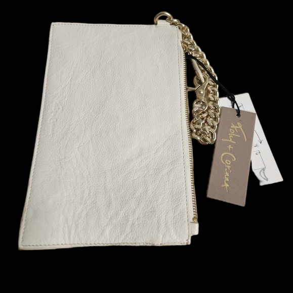 Foley And Corinna Framed White Leather Wristlet/Clutch-NWT - Picture 2 of 13